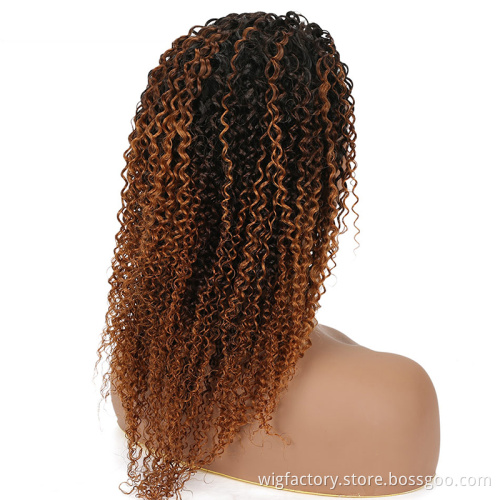 wholesale kinky curly human hair wigs, new arrival kinky curly wigs two tone wig color